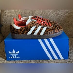NEW Adidas Samba OG Preloved Red Leopard - Women's Size 6 - Shoes Sneakers